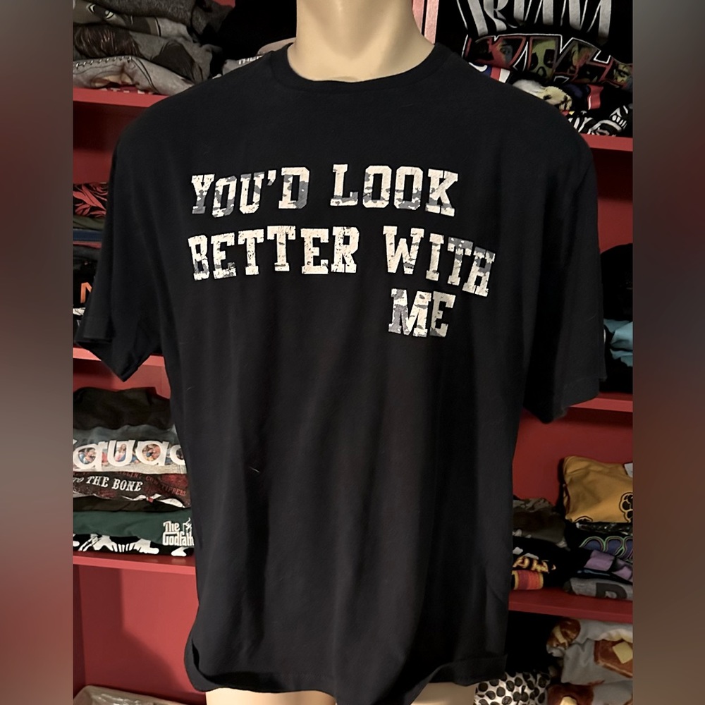 “You’d Look Better With Me” Navy Blue Short Sleeve T-Shirt X Size : XL